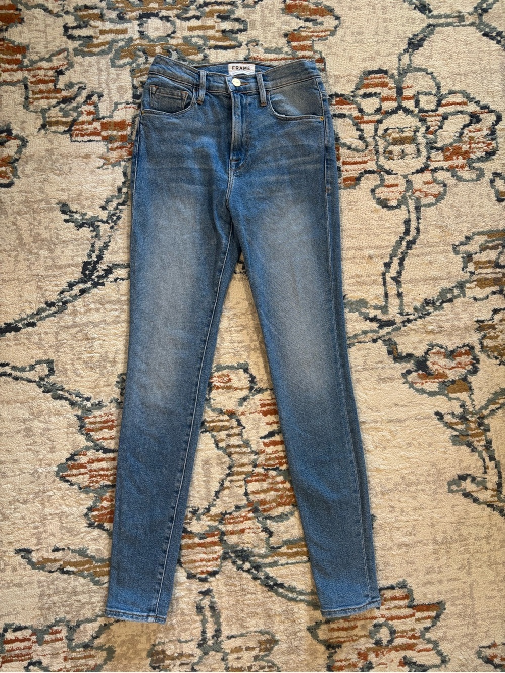 FRAME All High Rise Skinny Jeans Blue Denim Size 25